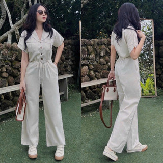 Jumpsuit vest quần ống rộng