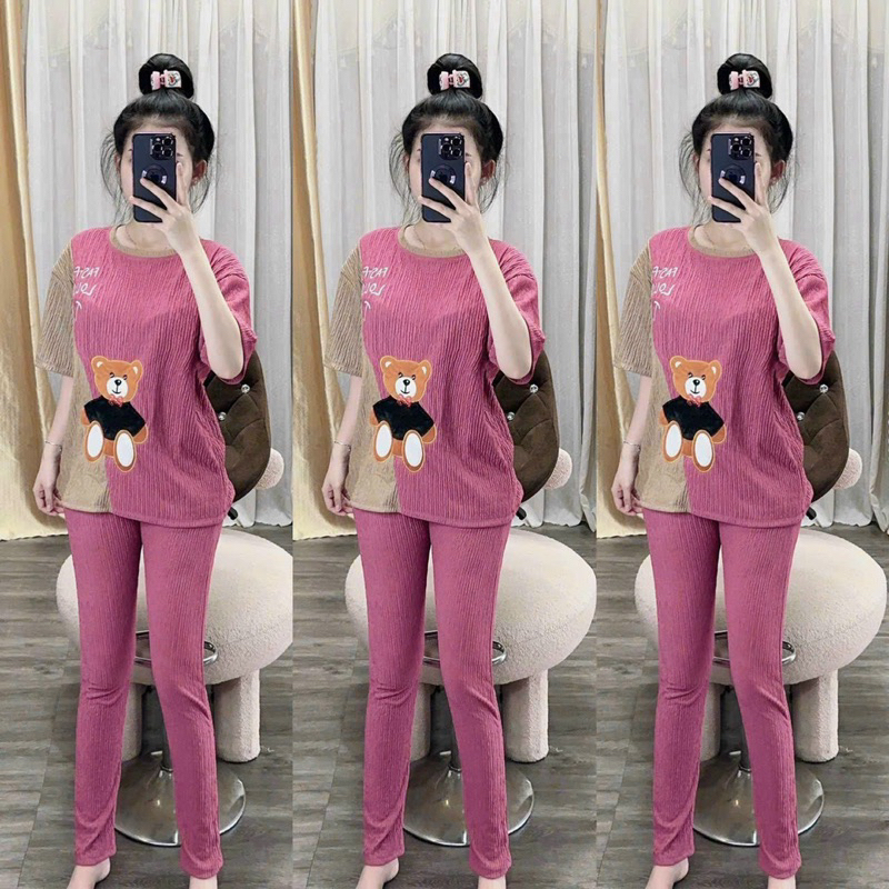 SÉT BÔN THUN XỐP NHẬT QUẦN ÔM CÓ TÚI FROM ĐẸP_ĐỒ BỘ NỮ DÀI MẶC NHÀ ĐI CHƠI— SEN BOUTIQUE