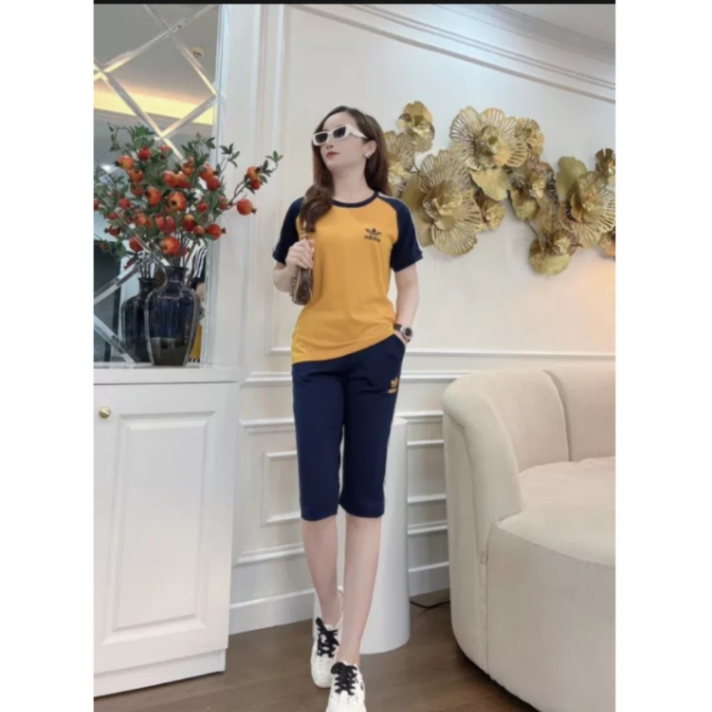 Bộ thể thao nữ, đồ bộ nữ mặc nhà quần ngố lửng vải cotton,phom dáng cá tính năng động