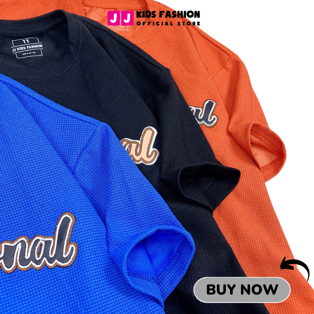 Áo thun bé trai, bé gái, áo phông cộc tay cho bé thời trang mùa hè thêu chữ sang trọng size đại 30 - 60kg | JJ Kids