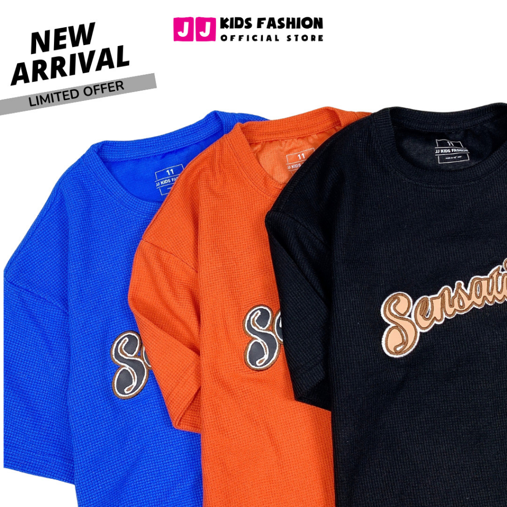 Áo thun bé trai, bé gái, áo phông cộc tay cho bé thời trang mùa hè thêu chữ sang trọng size đại 30 - 60kg | JJ Kids