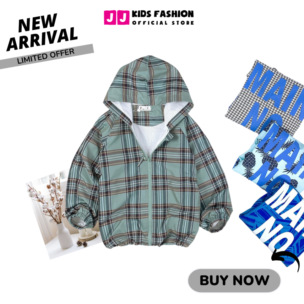 Áo khoác gió cho bé trai, bé gái 5-12 tuổi vải dù trẻ em năng động, cá tính - JJ Kids