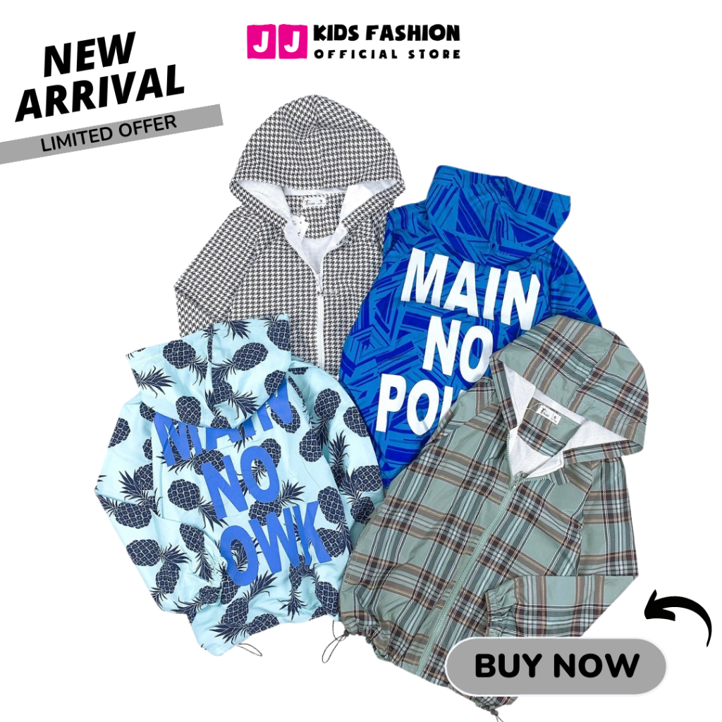 Áo khoác gió cho bé trai, bé gái 5-12 tuổi vải dù trẻ em năng động, cá tính - JJ Kids