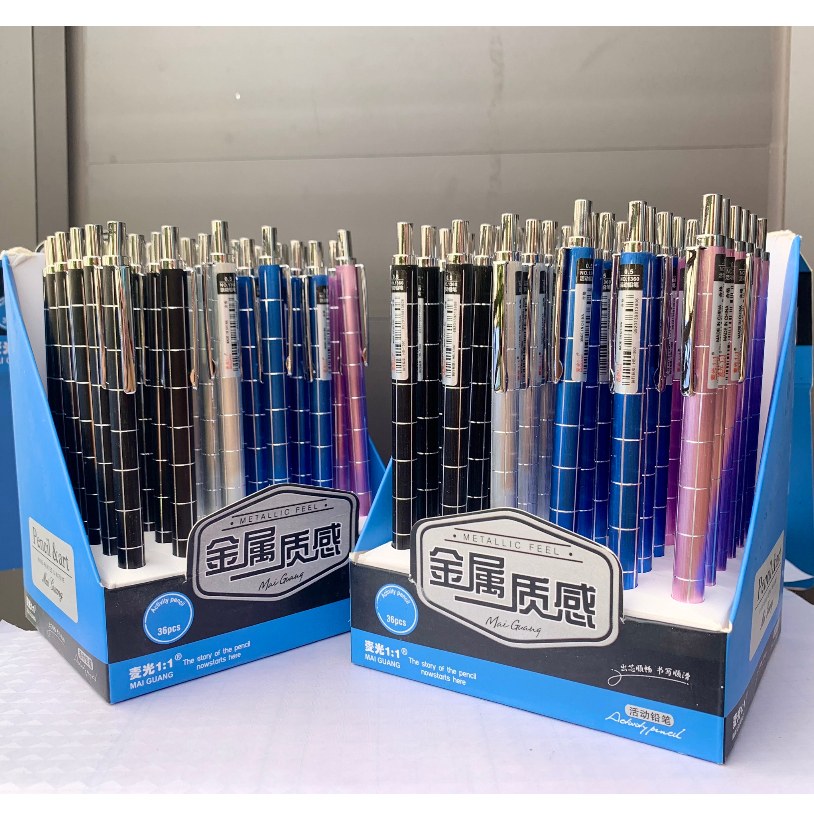 Bút Chì Kim Bấm Thân Sắt Mẫu Mới Ngòi 0.5mm , Bút Chì Bấm Vỏ Kim Loại Nhiều Màu