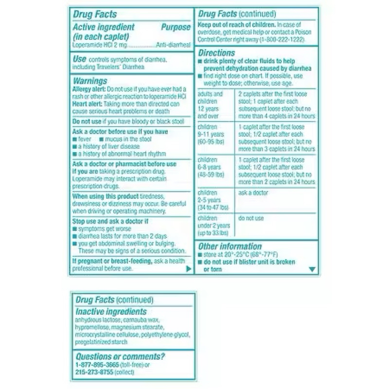 Viên uống giảm tiêu chảy Imodium A-D Diarrhea Relief Caplets, Loperamide Hydrochloride 24 viên của Mỹ