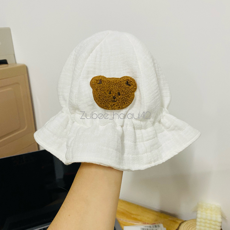 Mũ xô muslin hình mềm thoáng cho bé 0-18tháng có nút điều chỉnh