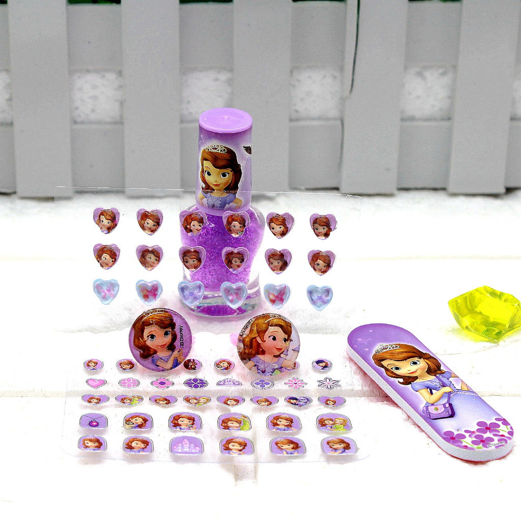 Bộ 24 móng tay giả kèm dán móng và đồ trang điểm hình công chúa, kitty cho bé