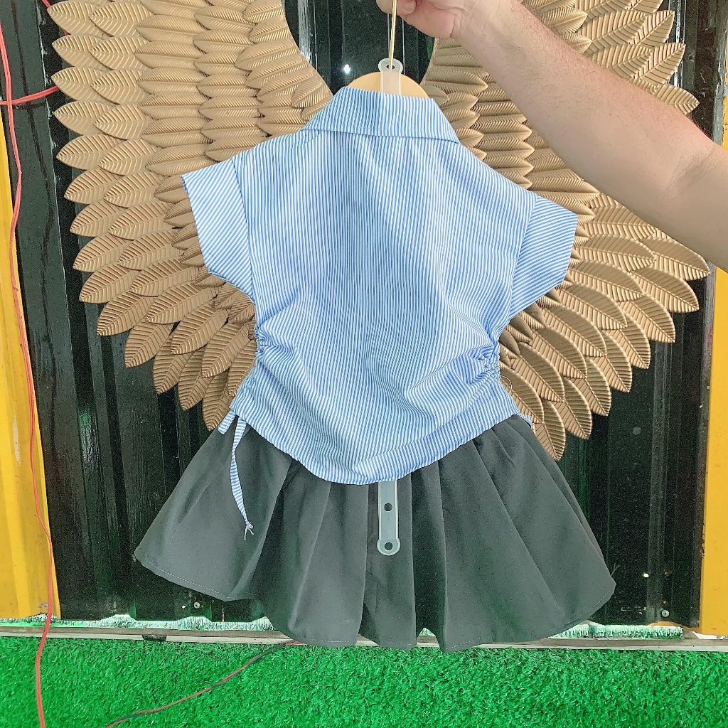 Sét đồ bé gái áo cà vạt kèm chân váy kiểu học sinh 8kg đến 28kg