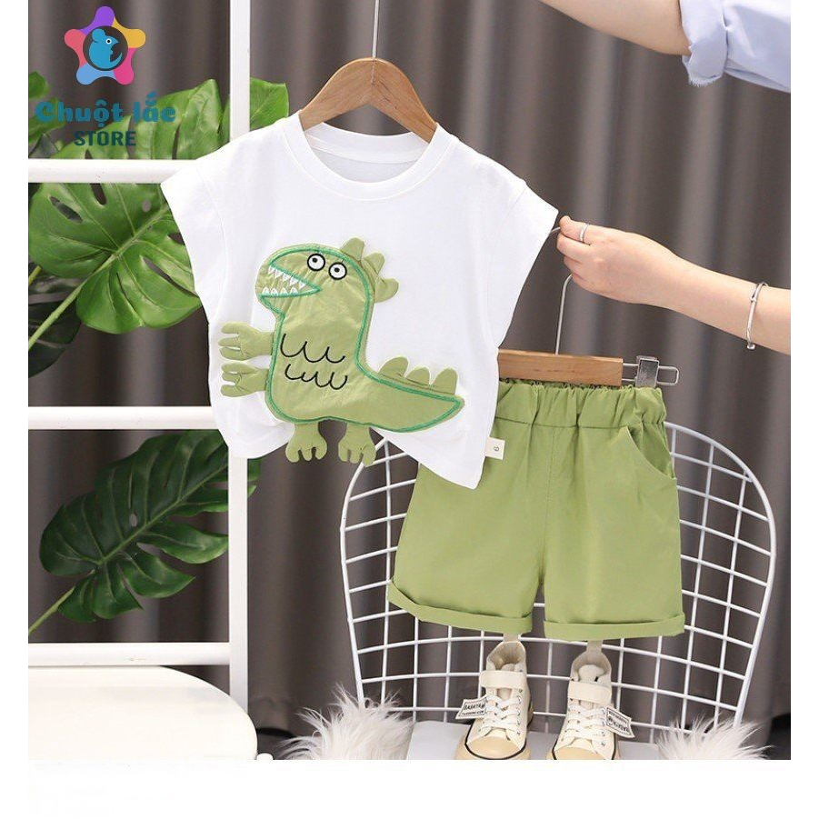 Bộ quần áo bé trai hình khủng long nhong nhong 10kg đến 28kg
