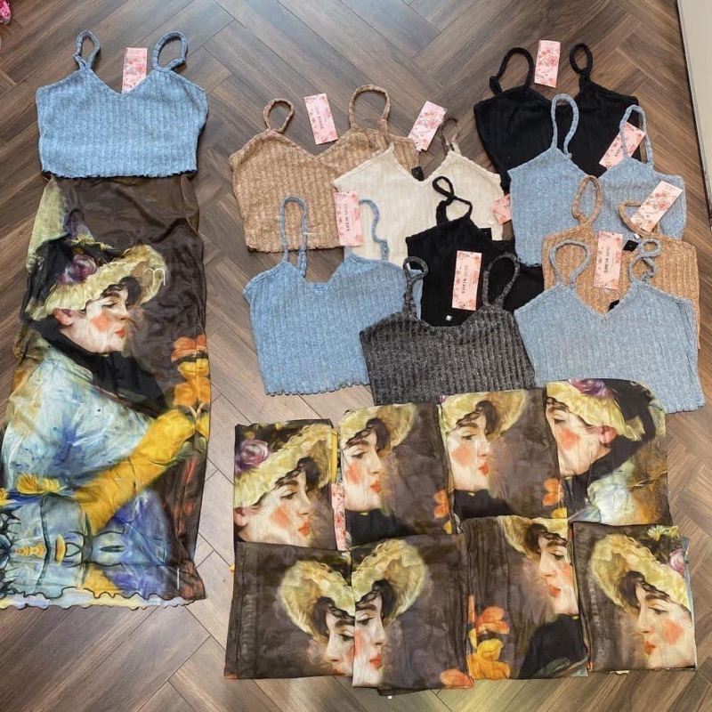 Set chân váy và áo 2 dây