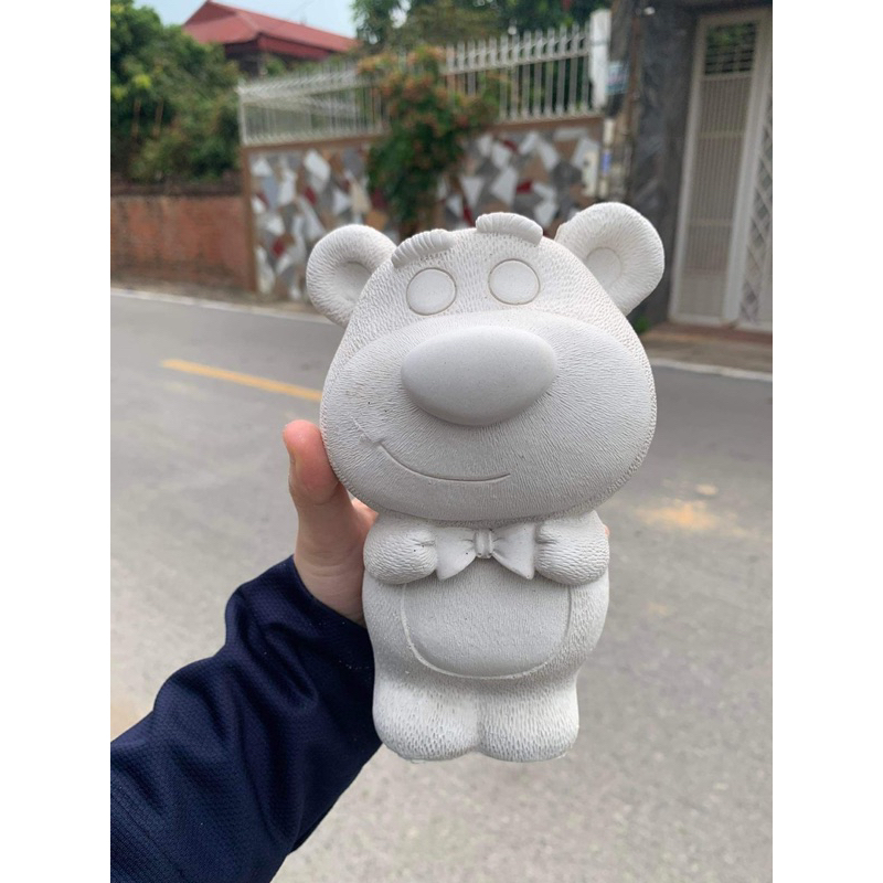 TƯỢNG THẠCH CAO TÔ MÀU GẤU DÂU ĐÁNG YÊU CHO BÉ Tặng kèm cọ và màu