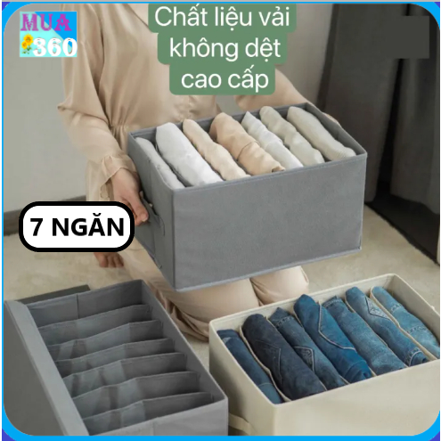 Hộp đựng quần áo chia ngăn bằng vải cao cấp, túi vải đựng đồ 7 ngăn cỡ lớn tiện dụng