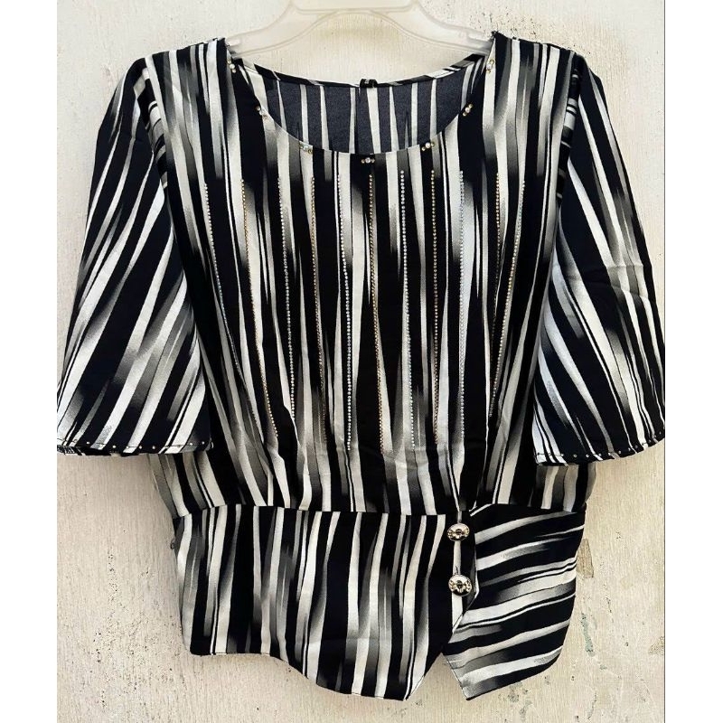 Áo Kiểu Nữ Tay Cánh Dơi Hoa Văn Đính Đá Sang Trọng Free Size 50-65Kg
