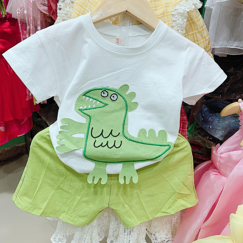 Bộ quần áo bé trai hình khủng long nhong nhong 10kg đến 28kg