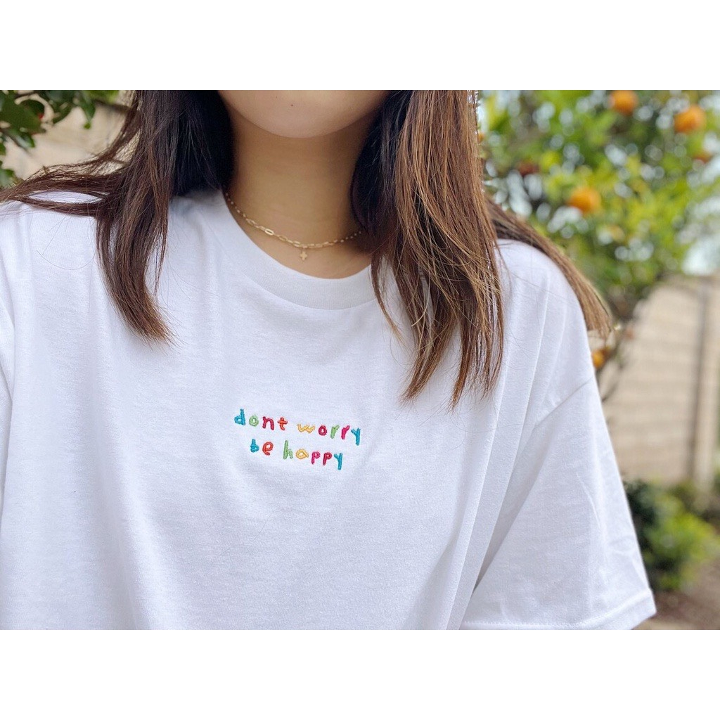 Áo thun cotton 100% cao cấp in thêu chữ theo yêu cầu
