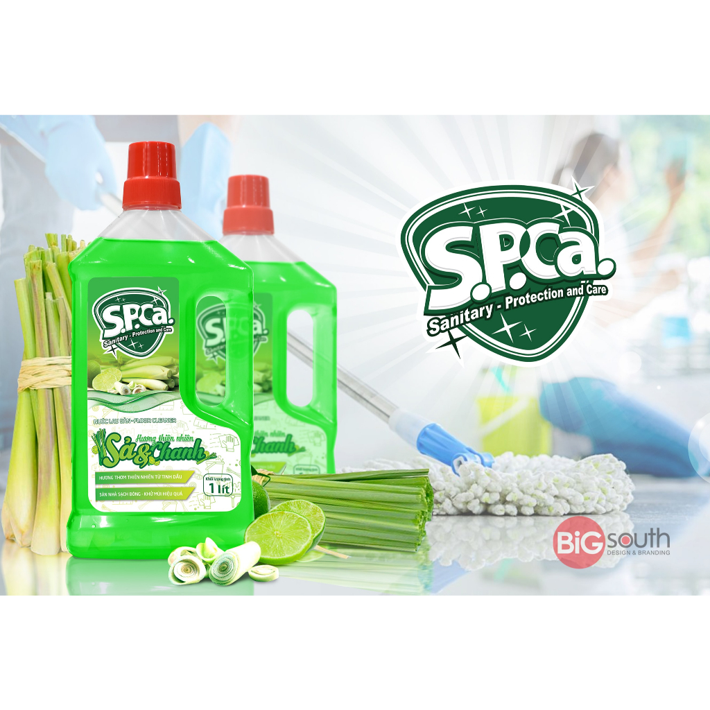 Nước Lau Sàn Nhà Sả Chanh Và Hương Quế SPCa 1 Lít Cao Cấp Giúp Khử Mùi Làm Sạch Sàn Nhà