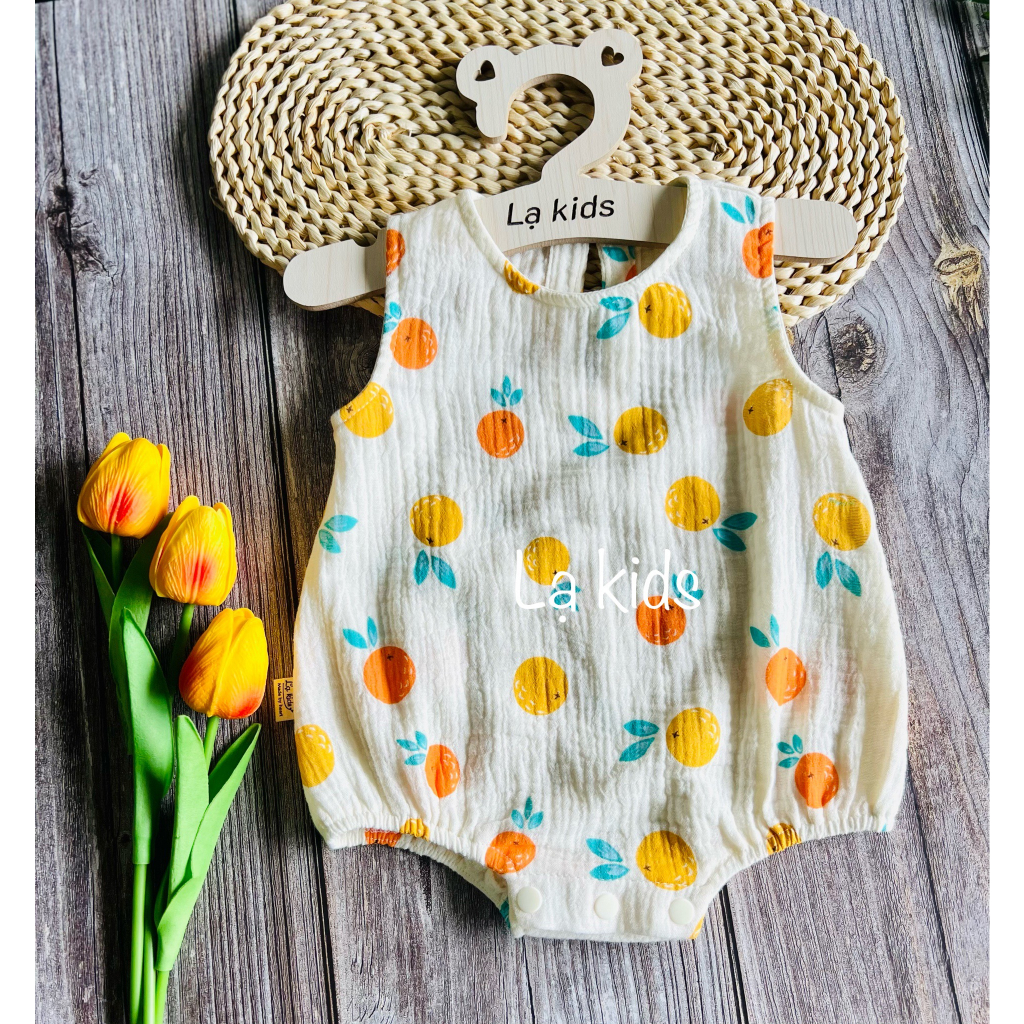Body sát nách xô muslin mềm mát cho bé,[LK-083]