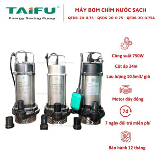  Máy bơm chìm nước sạch 750W  1HP  Thân nắp Inox 304 TAIFU - Bảo hành 1 năm. Bơm tõm thả chìm 