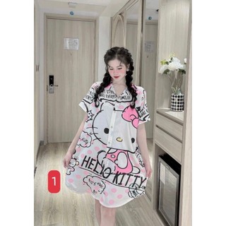 Đầm lụa xướt bijama chất mềm siêu mịn free size dưới 70kg