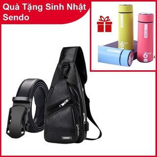 Bộ 3 túi đeo chéo nam 194 - thắt lưng nam mp02 - bình nước 450ml