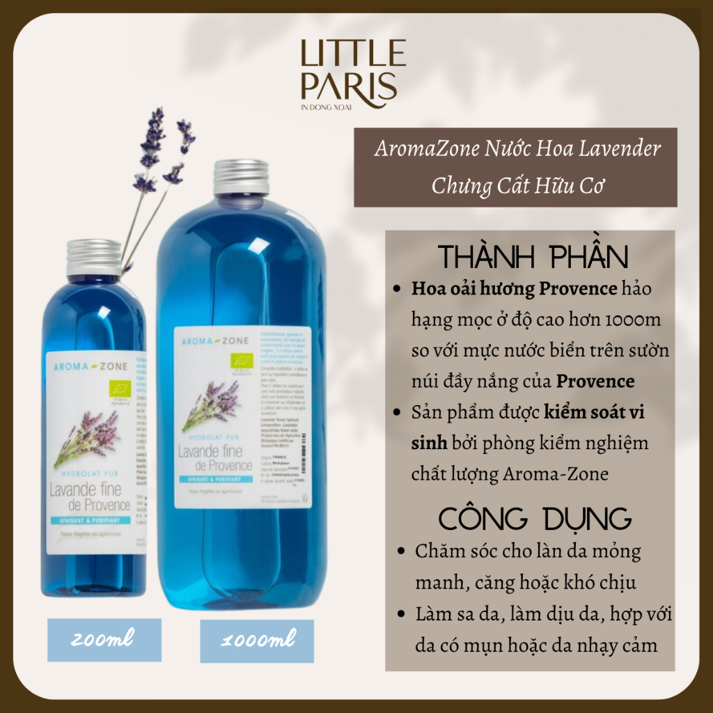 AromaZone Lavender Hydrosol Nước Cân Bằng Da Hoa Oải Hương
