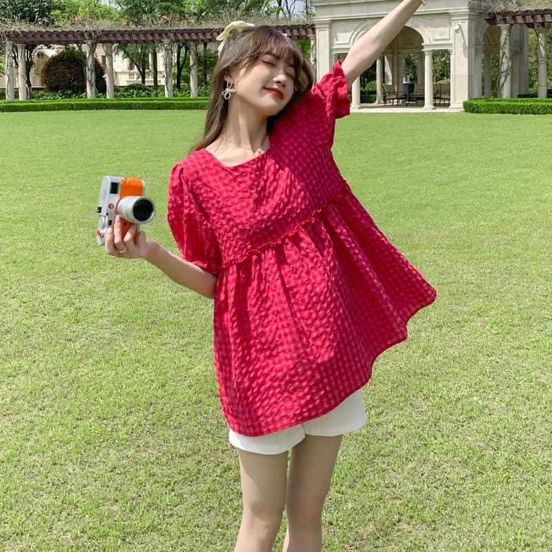 Áo Kẻ Nơ Sau - Mặc Bầu Và Sau Sinh