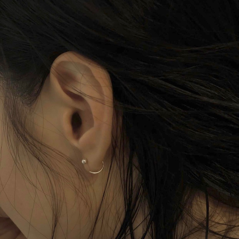 Khuyên tai bạc INS móc tròn cá tính đơn giản KTMT85 / Giá 1 chiếc