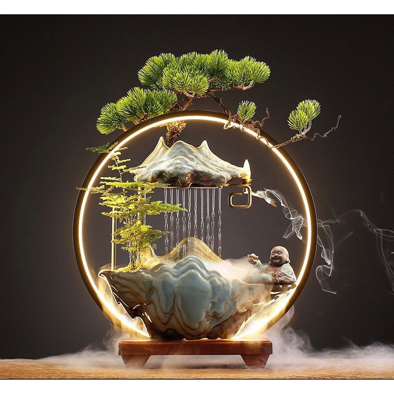 Thác Nước Phong Thuỷ, Đài Phun Nước Có Đèn LED, Tháp Khói Thưởng Trầm Làm Quà Tặng Doanh Nghiệp, Tân Gia