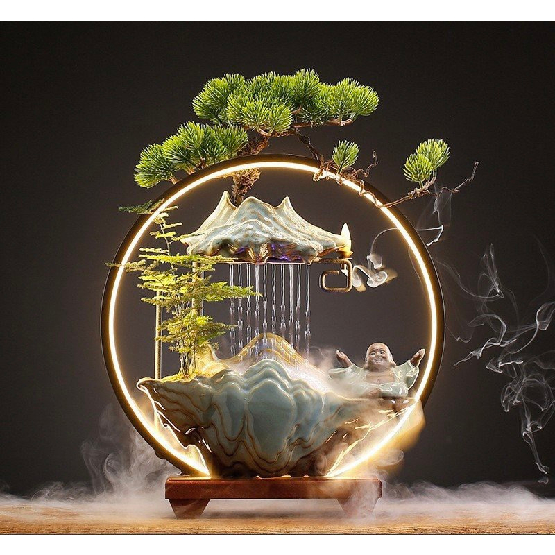 Thác Nước Phong Thuỷ, Đài Phun Nước Có Đèn LED, Tháp Khói Thưởng Trầm Làm Quà Tặng Doanh Nghiệp, Tân Gia