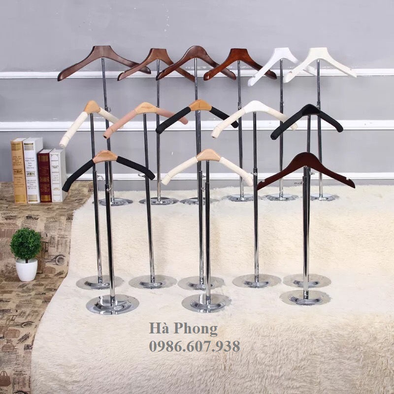 Móc áo trưng bày, móc áo để bàn đế inoc