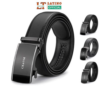 Thắt lưng nam cao cấp CK&VM, dây nịt nam khoá tự động bản rộng 3,5cm