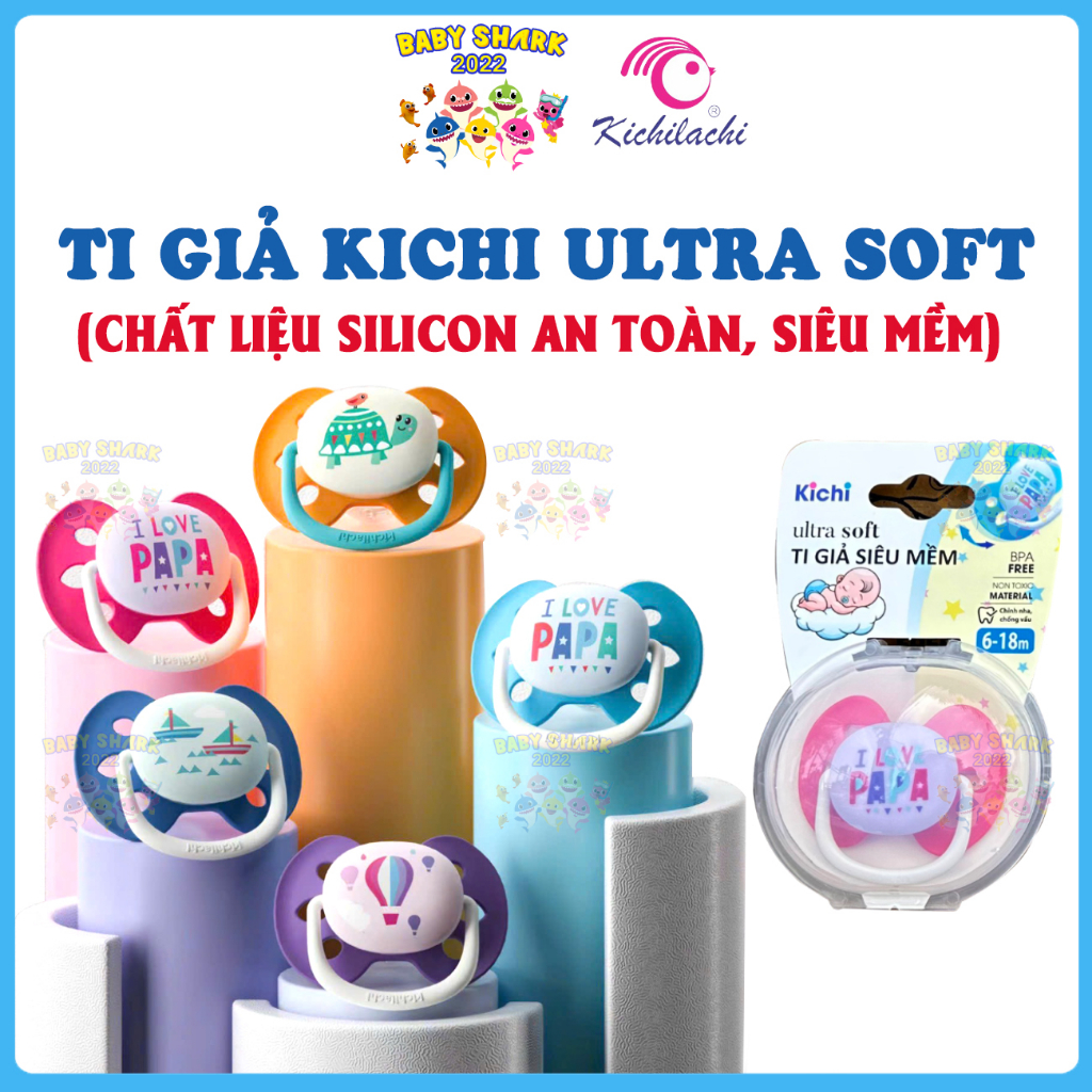 Ti Giả Kichilachi Ultra Soft Silicon Siêu Mềm, Núm Vú Ngậm Cho Trẻ Sơ Sinh Chống Vẩu (Hộp 1 chiếc)