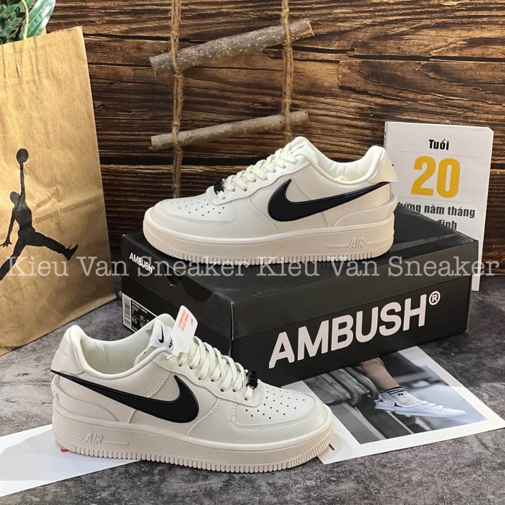 Giày Thể Thao Air Force 1 Low SP 'Ambush Phantom Best Quality Sneaker AF1 Be Vệt Đen Dài Full Box + Bill Bản Mới 2023