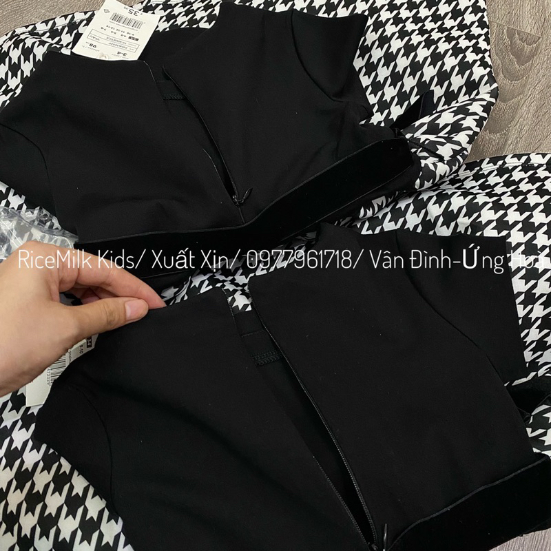 Váy đầm kẻ đen đai nhung xuất Âu dư xịn