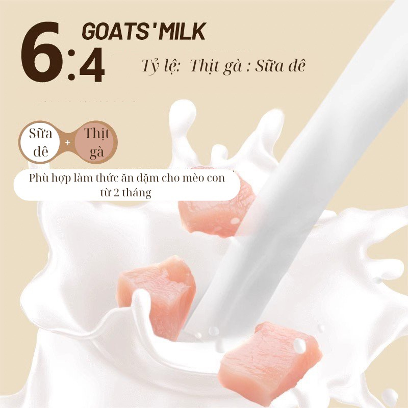 Bánh Gà Que Sấy Vị Sữa Dê Snack Ăn Dặm Tăng Cân Dành Cho Mèo Con, Mèo Kén Ăn - 60G