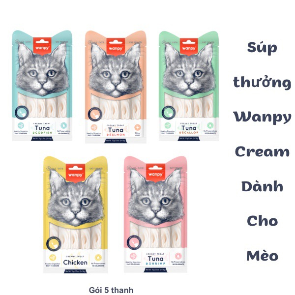 Súp Thưởng Wanpy Các Loại Dành Cho Mèo Kén Ăn