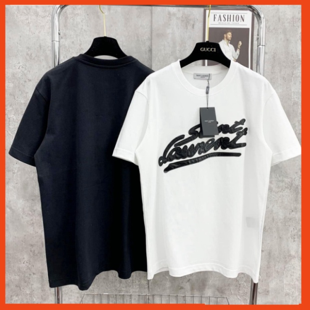 Áo thun Saint - Larent phối hình in ngang phong cách trẻ trung , Áo Unisex Nam Nữ2023