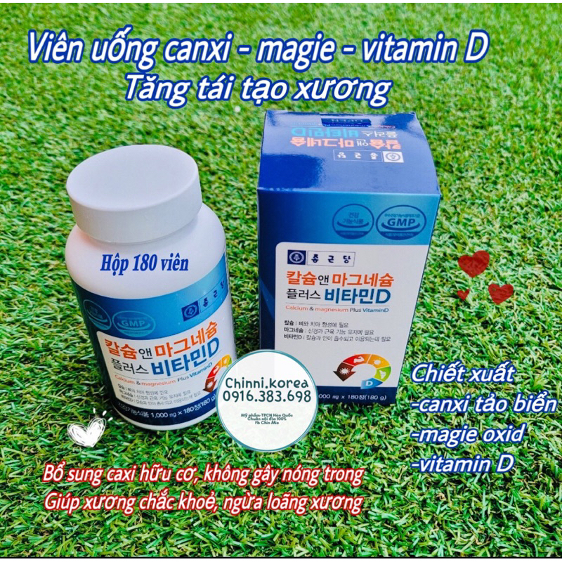 Viên uống canxi tái tạo xương  - canxi hữu cơ tảo biển 180v