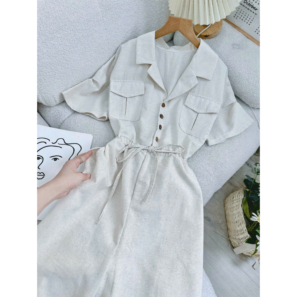 Jum vest dài 2 túi dây rút ở eo siêu xinh