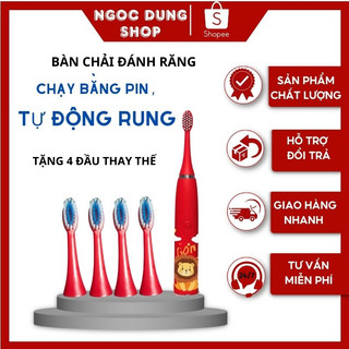 Bàn chải đánh răng chạy bằng pin cho bé. bàn chải điện tự động , chống nước tặng kèm 4 đầu chải mềm.