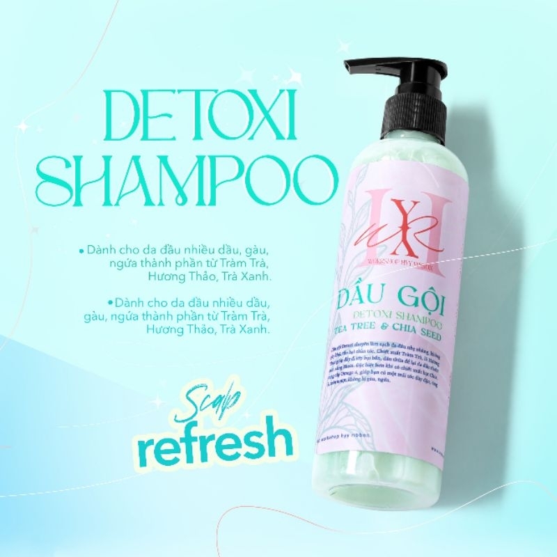 Dầu Gội Hyy Detoxi Tràm Trà Hương Thảo sạch gàu thông thoáng chân tóc không gây khô tóc