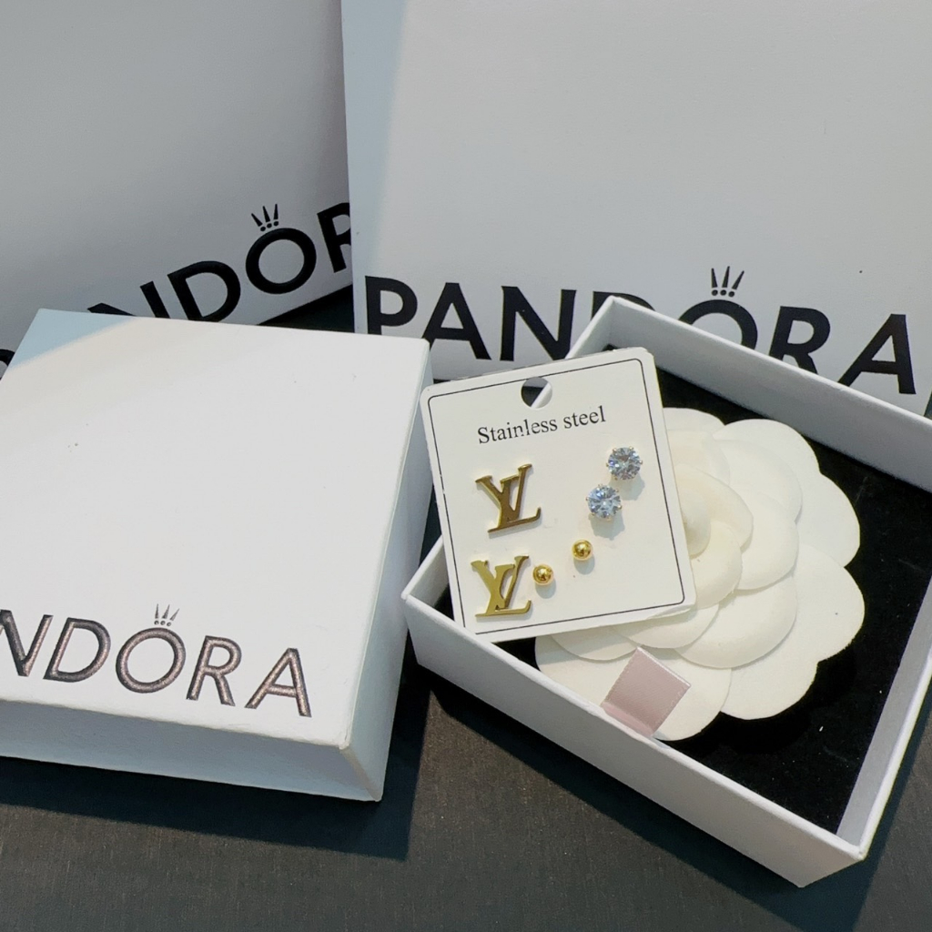 Bông tai titan đính đá sét 3 đôi khuyên titan đính đá xinh tiểu thư sang chảnh phụ kiện hoa tai Trang Nemo Shop