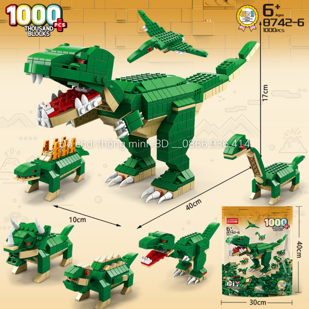 Mô hình lắp ráp Lego xe cảnh sát 1000pcs, Lego khủng long bạo chúa - Đồ chơi lego phát triển tư duy cho trẻ từ 6 tuổi