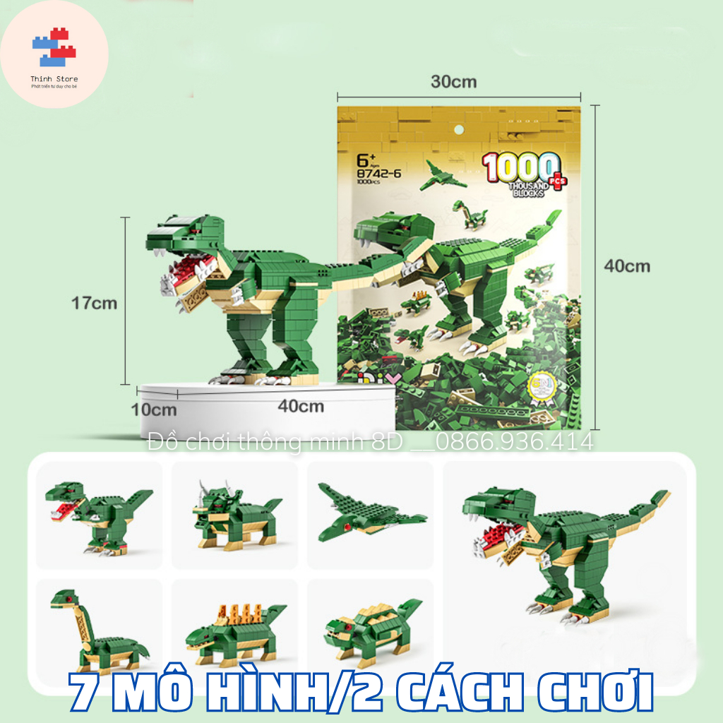 Mô hình lắp ráp Lego xe cảnh sát 1000pcs, Lego khủng long bạo chúa - Đồ chơi lego phát triển tư duy cho trẻ từ 6 tuổi