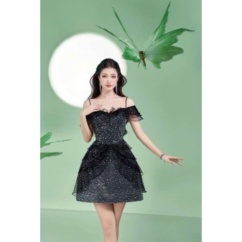 ✨ĐẦM KIM SA NGỌC BẸT VAI PHỐI BÈO TẦNG✨ HÌNH THẬT ✔ VỀ ĐỦ SML