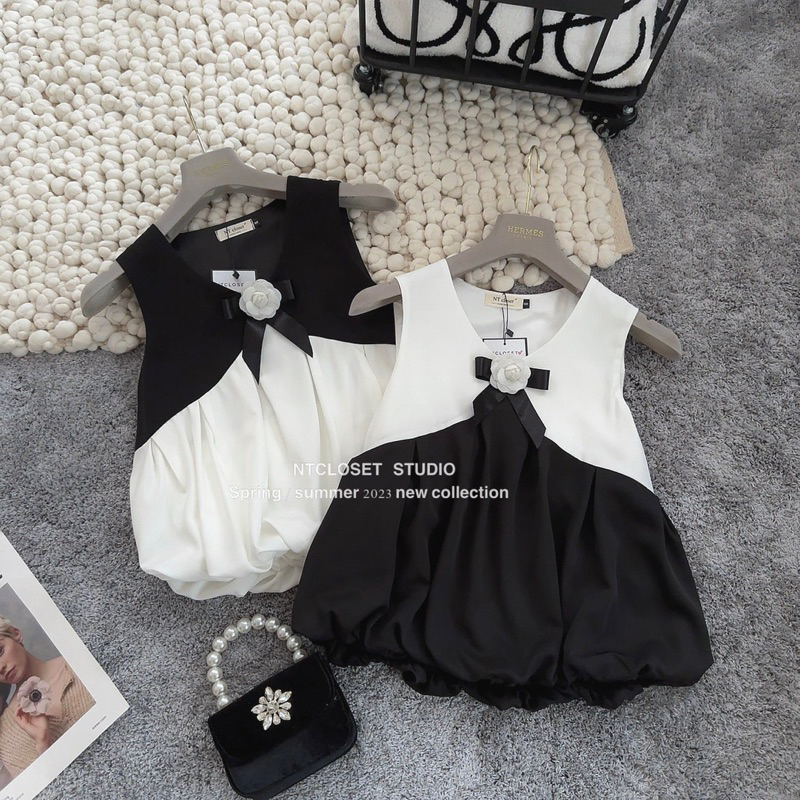 Áo sát nách hoa trà thân bồng 2 màu 23'September