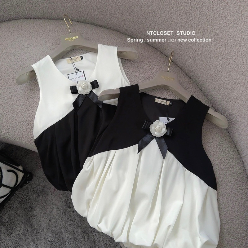 Áo sát nách hoa trà thân bồng 2 màu 23'September