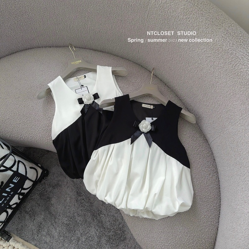 Áo sát nách hoa trà thân bồng 2 màu 23'September