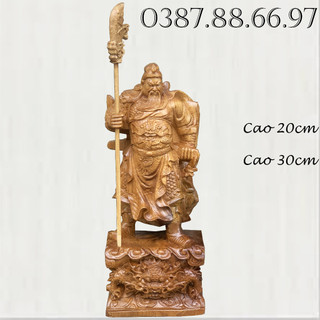 Tượng quan công quan văn trường đế hổ phù cao 20cm đến 40cm chất liệu gỗ bách xanh