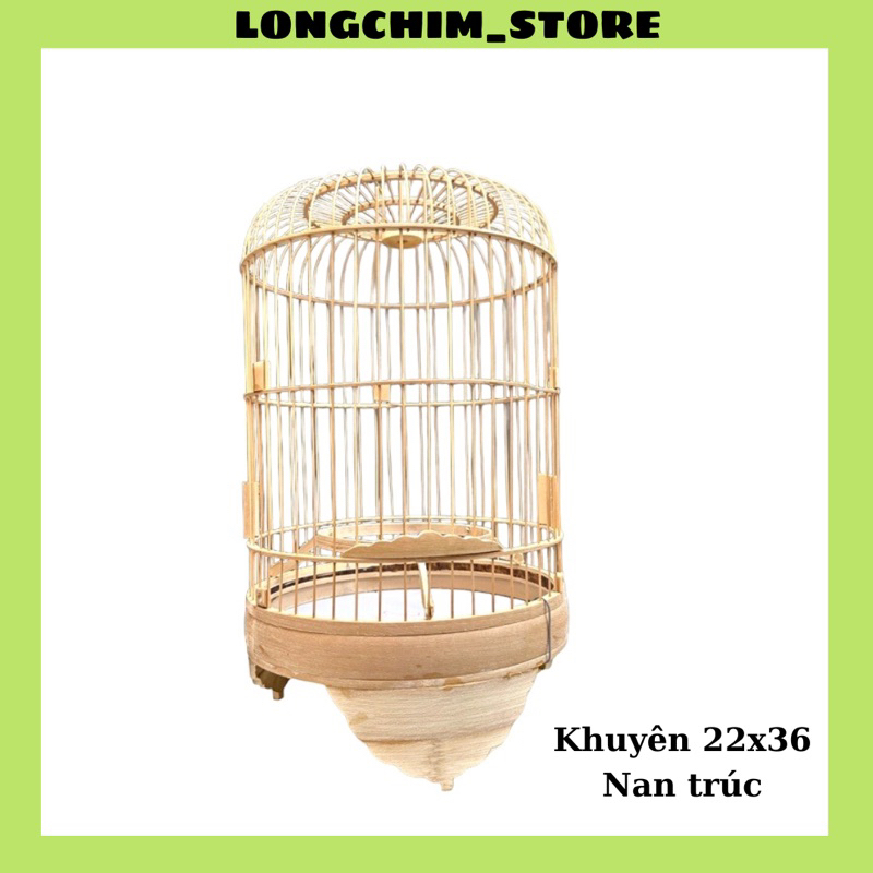 Lồng khuyên sàn phóc, lồng nuôi chim khuyên chất liệu trúc đẹp được quét dầu bóng